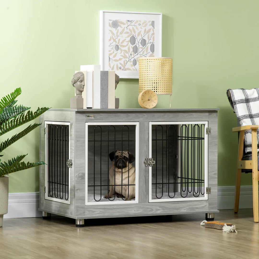 Dog Crate Furniture Side Table with Washable Cushion for Medium & Large Dogs