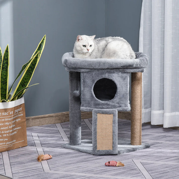Cat Tree Tower Indoor Climbing Activity Center with Jute Scratching Pad and Ball Toy
