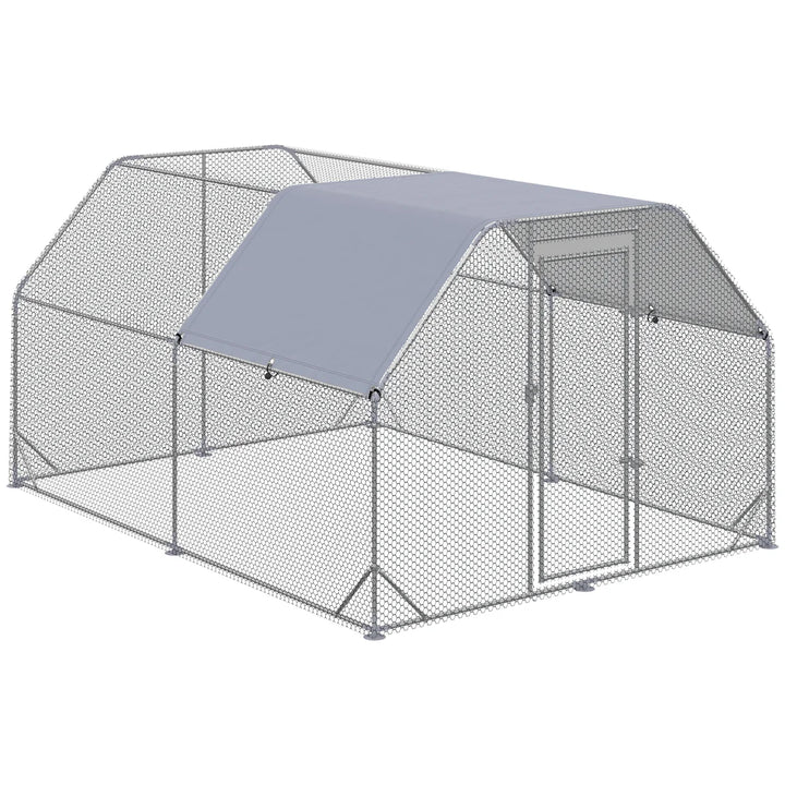 Walk-In Chicken Run with Roof for 10-12 Chickens, Outdoor Hen House & Duck Pen